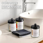 Bathroom Organizers and Storage,4 Pack Bathroom Accessories,Bathroom Decor,Home Decor,Bathroom Storage and Organization,Qtip Holder for Room Decor Aesthetic (Black lids)