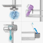 simplehuman Adjustable and Extendable Shower Caddy Large, Stainless Steel and Anodized Aluminum