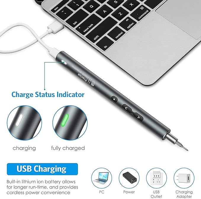 AMIR Electric Screwdriver 28-in-1 Cordless Mini Power Precision Screwdriver Set with 24 Bits, Rechargeable Repair Tool Kit for Phones Watch Laptops