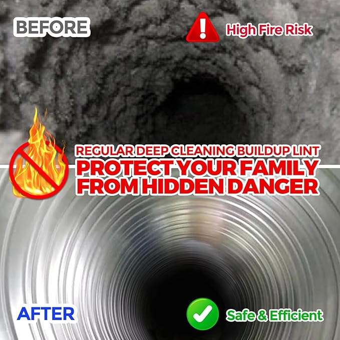 Holikme 42 Feet Dryer Vent Cleaner Kit - Lint Remover,Flexible Lint Brush with Drill Attachment, Fireplace Chimney Brushes for Easy Cleaning, Extends Up to 42 Feet, Use with or Without a Power Dril