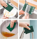 50 PCS Heavy Duty Scour Pads Sponge Dish Scrubber Green Reusable Household Scrub Pads for for Dishes, Kitchen Scrubbers & Metal Grills 4 x 6 x 0.31inch