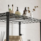 Golpart 5 Tier Shelves Storage Shelf Wire Closet Bathroom Organizers Metal Pantry Kitchen Garage Shelving Unit Laundry Room Organization Home Rack Net Basket Black with Wheels 14”D X 24”W X 61”H