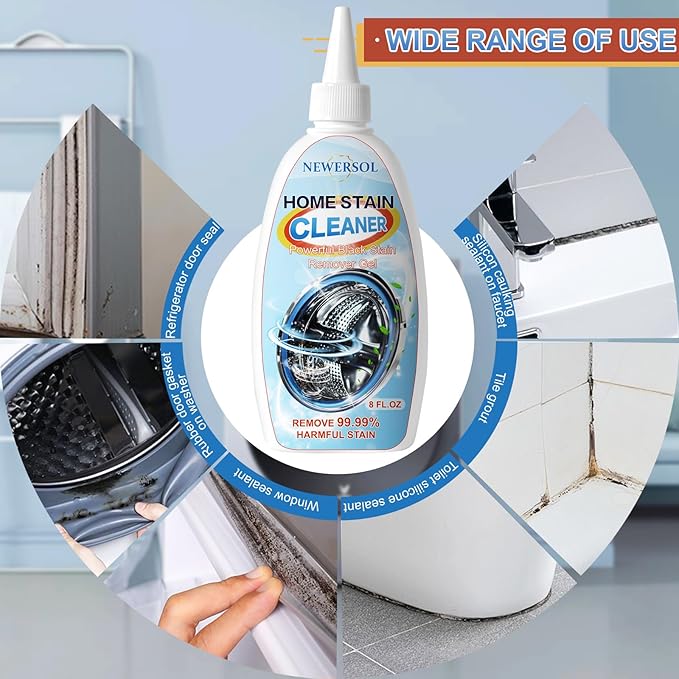 Black Stain Remover Gel Washing Machine Cleaner Front Loader Grout Cleaner Home Stain Removal Gel for Washer Kitchen Sink Showers Bathroom and Floor Tile 8Fl Oz