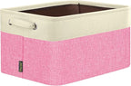 BALEINE 1 Pack Fabric Storage Bins for Shelves, Linen Storage Baskets for Organizing, Decorative Closet Bins for Clothes, Home (Pink, 14''x10''x8.5')
