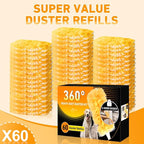 60 Count Heavy Duty Duster Refills for Swiffer, Multisurface 360° Larger Size Dusters with 4X Microfibers, Disposable Dusters for Pet, Cleaning Home, Blinds, Fans, Corners (60 pcs-Orange)