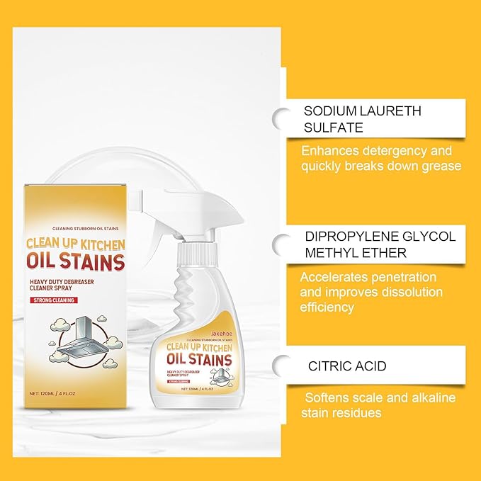 Clean Up Kitchen Oil Stains, Upgrade Heavy Oil Stain Cleaner Kitchen, Versatile Kitchens Foam Spray Cleaner for Kitchens, Countertops, Range Hoods, Ovens (3PCS)