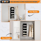 Hanging Closet Organizer and Storage 5-Shelf, Easy Mount Foldable Hanging Closet Wardrobe Shelves, Clothes Handbag Shoes Accessories Storage, Washable Oxford Cloth Fabric, Black