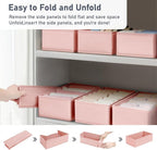 DIMJ Drawer Organizer for Clothes - Underwear, Sock, Closet, and Dresser Storage Box - Dividers for Baby Clothes, Bra, Socks, Belt, Tie - Set of 9, Pink