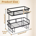 PowerKing Over The Toilet Storage Shelf, 2-Tier Bathroom Organizer Rack with 2 Hooks, No-Drill, Rust-Resistant Steel, Toilet Paper Holder for Restroom Bathroom, Black