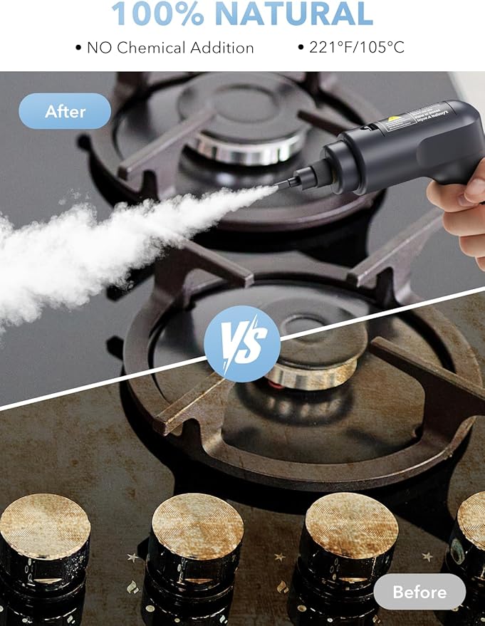 Steam Cleaner 3-Level Adjustable Steamer for Cleaning, 15s Heat-Up, 1.69 Quarts Tank, High Pressure Steamer with 17 pcs Accessories for Kitchen, Bathroom, Grout, Car, Grease, Floor