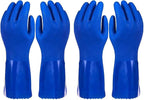 2 Pairs Rubber Household Cleaning Gloves for Kitchen Dishwashing, Cotton Lined (Blue)