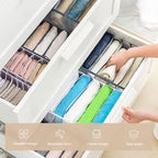 Wardrobe Clothes Organizer, 7 Grids Washable Portable Closet Organizer Mesh Separation Storage Box Foldable Closet Drawer Organizer for Underwear, Socks, Scarves, Jeans (Grey, 4 Jeans Grid)