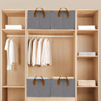 SNWDN 4 Pack Closet Cloth Storage Bins for Shelves,Medium Storage Baskets for Shelves, Fabric Bins for Closet organization with Handles（ Gray 15''L x 10''W x 8''H）