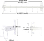 Dseap Pot Rack - Pots and Pans Hanging Rack Rail with 8 Hooks, Double Bars, Pot Hangers for Kitchen, Wall Mounted, White