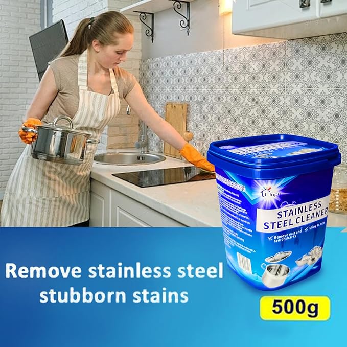 Liapu Stainless Steel Cleaner Paste – Heavy Duty Polish for Cookware, Sink, Grill, Pots & Pans – Restores Shine, Removes Rust & Stains – Safe for Kitchen & Appliances (2)