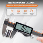 HARDELL Digital Caliper, Rechargeable 0-8 Inch Calipers Measuring Tool with Large LCD Screen, Inch/MM/Fraction, Stainless Steel, Auto-Off, Vernier Caliper Digital Micrometer