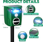 1 Pack Solar-Powered Ultrasonic Animal Repellent Outdoor, Deer Repellent Devices with Motion Sensor, Waterproof Deer, Cat, Raccoon, Coyote, Rabbit Deterrent for Yard, Garden, Farm