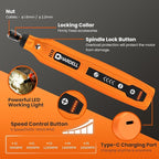 HARDELL Mini Cordless Rotary Tool, 5-Speed and USB Charging with storage case, Multi-Purpose 3.7V Power Rotary Tool for Sanding, Polishing, Drilling, Etching, Engraving, DIY Crafts