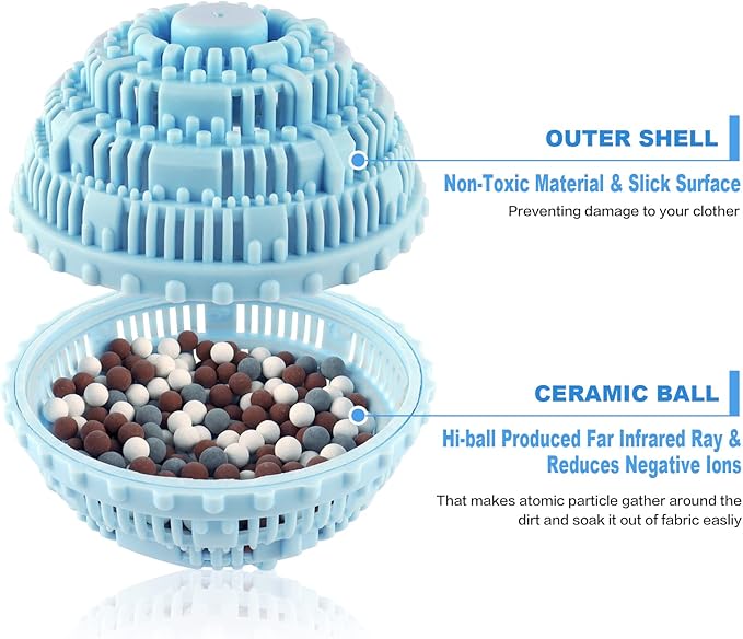 1pcs Laundry Balls for Washer, Natural Detergent Laundry Downy Ball for Washing Machine, Eco Friendly Fabric Softener Ball for 2000 Washings, Blue