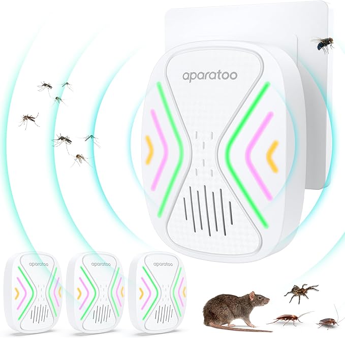 Tiptop Home Mouse Repellent Insect Repellent Plug-in Electronic Pest Repellent, Mouse Deterrent Pest Repeller for Rodents, Cockroach, Mosquito, Spider, Bugs, Mice 4 Packs, white03, ssd-01