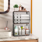 Wawocs Fruit Basket for Kitchen Counter 2 Tier Fruit Bowl, Stackable Wall Mounted Hanging Fruit Basket Wire Baskets with Wood Lid with 4 Banana Hanger Hooks, Onion Basket, Fruit and Vegetable Storage
