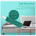 Microfiber Duster, Feather Duster, Dusters for Cleaning, Washable Dusters with Reusable Microfiber Head, Feather Dusters for Cleaning Cobweb, Blinds, Furniture, Cars-Green