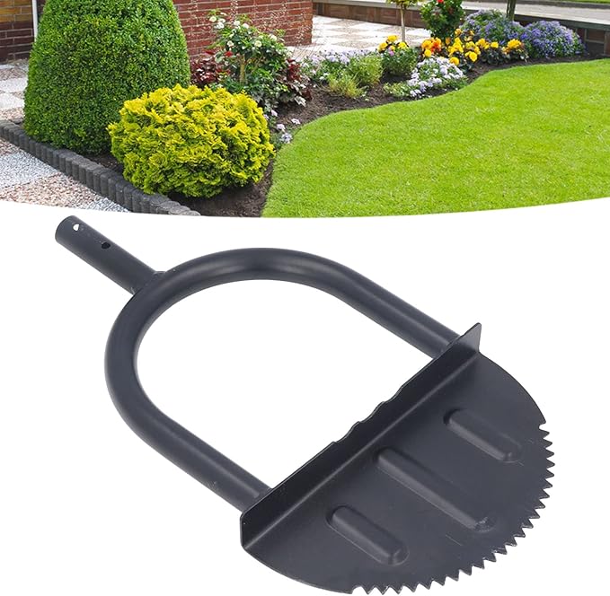 Half Moon Saw Tooth Lawn Edger Long Handle Garden Tool for Sidewalk Flower Bed Edging and Trimming