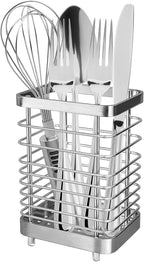 Utensil Holder, Stainless Steel Utensil Drying Rack for Kitchen Counter, Silverware Cutlery Flatware Holder Forks, Knives, Spoons, Chopsticks Organizer (Silver)