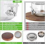 1 Gallon Drink Dispenser for parties,Glass Beverage Dispenser with Stand,Water Dispenser with 18/8 Stainless Steel Spigot,lemonade stand Dispenser for Fridge,Juice,Punch,Cocktails,Ice Tea & Sun Tea