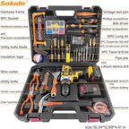 SOLUDE Tool Set with Drill,21V Cordless Power Drill Tool Box with 2 Battery,Electric Drill Driver with Basic Hand Tools for Home Repair and DIY Projects