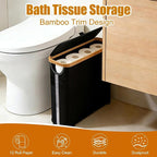 Toilet Paper Roll Storage, Bathroom Slim Toilet Paper Storage with Lid for 12 Rolls, Ultimate Bathroom Organizer with Anti-Slip Base, Black 30L