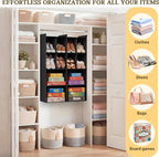 Ofiray-home 4 Tier Hanging Closet Organizer, 12 Compartments Sweater Organizer for Closet with 3 Sturdy Hooks, Closet Organizers and Storage, Wardrobe, Rv, Garment Rack, Black