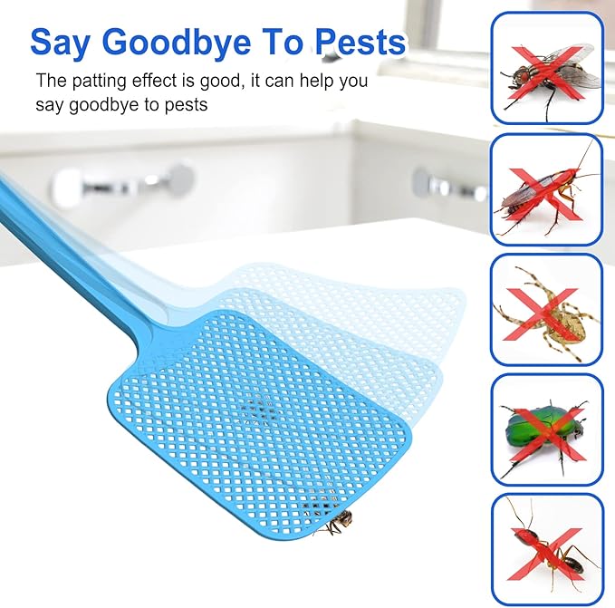 (8 Pack) Fly Swatters,Large Bug swatter That Work for Indoor and Outdoor