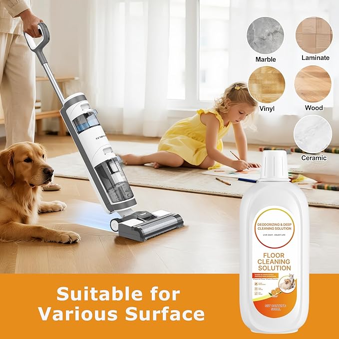 4 Packs Floor Cleaning Solution Compatible with Tineco iFloor & Floor One Cleaner Solution Orange Scented Deep Clean Residue & Streak Free for Multiple Hard Floors, for All Robotic Vacuum Mop Solution