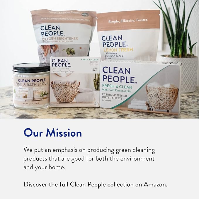 Clean People Laundry Detergent Sheets- Recyclable Packaging, Hypoallergenic, Stain Fighting, Works with All Machines including HE (128 Count, Variety Pack)