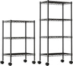 DUMOS 2 Pack 3Tier 4Tier Metal Shelving, Heavy Duty Shelves Wire Shelving Unit with Removable Wheel Casters, Shelves Organizer for Bathroom Garage Living Room Kitchen Pantry Laundry