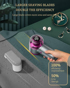 Fabric Shaver with Lint Brush, Large Lint Shaver with Digital Display, 3-Speeds Lint Remover with 6-Leaf Blades, Electric Sweater Shaver to Remove Pilling for Clothes, Furniture