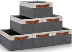 GhvyenntteS Small Fabric Storage Bins with Handles 6 Pack, 11.8" x 7.87" x 5.11" Storage Baskets for Shelves, Baskets for Organizing Clothes Underwear Socks Hats DVDs (Grey/White)