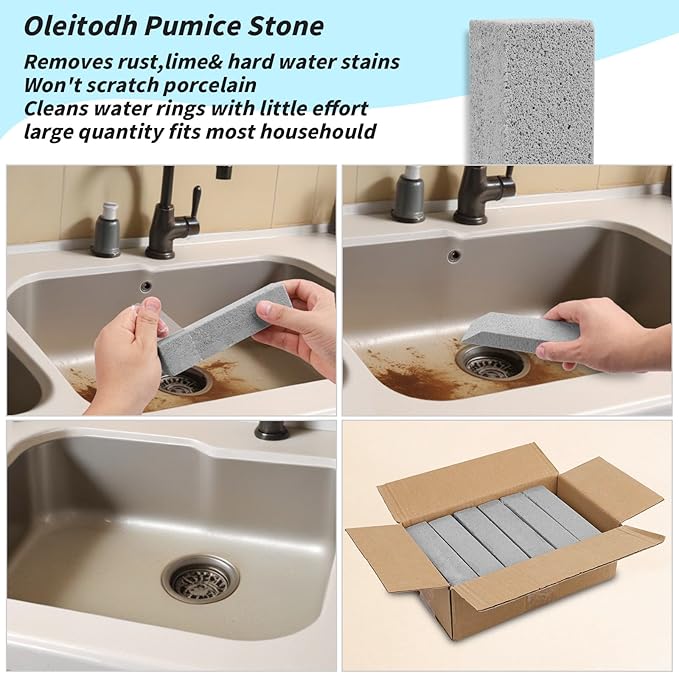 70 Pack Pumice Stones Bulk for Cleaning - Grey Pumice Scouring Pad with 2 Universal Handles, Pumice Stick Cleaner for Removing Toilet Bowl Ring, Bath, Household, Kitchen, Pool, 5.9 x 1.4 x 0.9 Inch