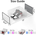Foluck X-Large Shoe Storage Box, 15 Pack Clear Plastic Stackable Shoe Organizer for Closet, Interlocking Design Shoe Container Bins for Sneakers, Foldable Shoe Rack with Lids, Gray