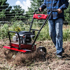 Earthquake Badger Front Tine Tiller, Powerful 160cc 4-Cycle Viper Engine, Two-Position Wheel Assembly, Adjustable Tilling Width Up to 21 Inches, Model: 41080, Red/Black