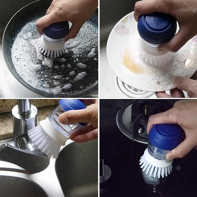 CELOX Dish Brush with Soap Dispenser, Palm Brush for Cleaning Kitchen
