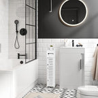 TuoxinEM Storage Cabinet for Small Spaces, Over The Toilet Cabinet for Skinny Bathroom Storage Corner Floor, Slim Paper Holder with 2 Doors & Shelves (White)