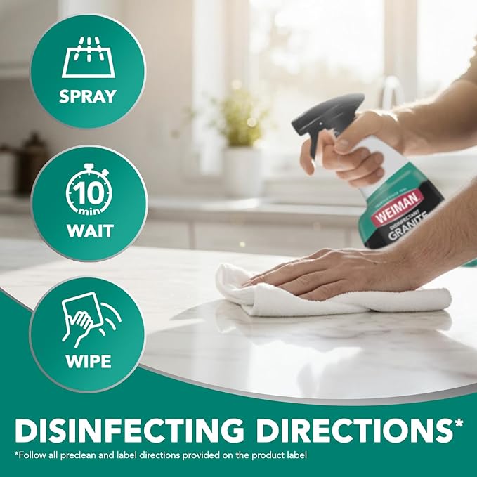 Weiman Disinfecting Granite & Stone Daily Cleaner and Sealer Kit - For Granite, Marble, Quartz, Quartzite, Slate - 24 oz Daily Kitchen Countertop Cleaner, 24 oz Granite & Stone Sealer