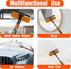 26FT Window Squeegee with Extension Pole, 2-in-1 Squeegee for Window Cleaning, Professional Cleaning Kit for Home with 20FT Telescoping Pole for Outdoor Indoor Use