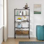 FDW Adjustable Storage Shelves 5-Tier Wire Shelving Unit Heavy Duty Metal Shelves with Wheels 14”Dx30”Wx61”H Storage Shelf Rack for Home Kitchen Commercial, Black