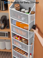 JARLINK 2 Pack Over the Door Organizer Storage, 5 Shelf Hanging Door Organizer with 5 Large Capacity Pockets, Anti Tilt 44 lb Load Behind Door Storage for Bedroom, Bathroom, Pantry, Nursery, (Grey)