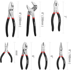 WORKPRO 7-piece Pliers Set with Groove Joint, Long Nose, Slip Joint, Linesman, and Diagonal Pliers for DIY & Home Use, Black