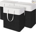 TasticTotes laundry basket 3-Pack, laundry hamper, Hamper with handles, collapsible laundry baskets, Waterproof dirty clothes hamper, Towel Storage for Home or Dorm, 125L-Black