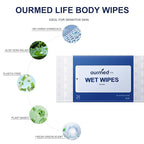 Ourmed Life Rinse-Free Body Wipes for Adults Bathing - Extra Large 8" x 10", Thick Aloe Shower Wipes, Cleansing Wipes for Elderly, Camping, Hiking, GYM, Travel, Body Wipes 144 Count (Plant Fragrance)
